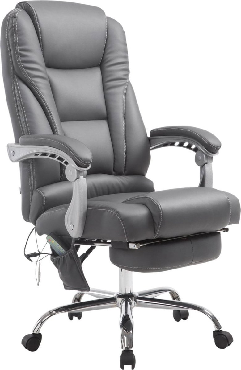 Bureaustoel Otta - Massagefunctie - Grijs - Kunstleer - Ergonomische bureaustoel - Op wielen - Voor volwassenen - In hoogte verstelbaar