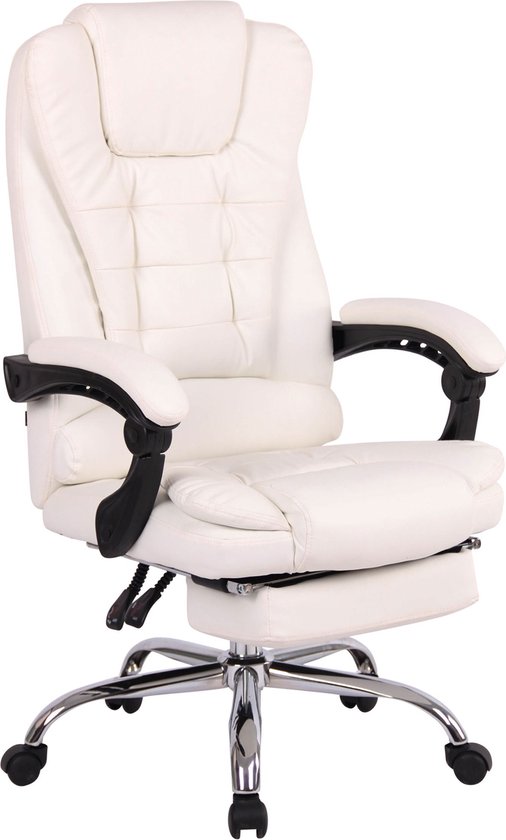 Chaise de bureau PRO sur roulettes - Chaise de bureau ergonomique - Wit -  Cuir... | bol