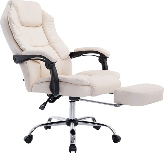 Premium Bureaustoel XL - Op wielen - Creme - Ergonomische bureaustoel - Voor volwassenen - Gamestoel Kunstleer - In hoogte verstelbaar