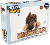 Puzzel Duitse herder pup in mand - Legpuzzel - Puzzel 1000 stukjes volwassenen