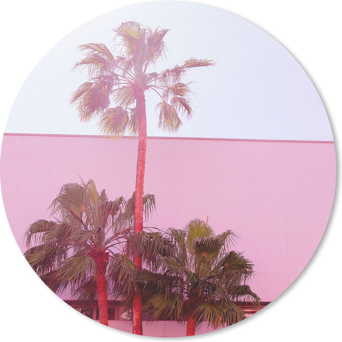 Muismat rond 20x20 cm - Mousepad Palm - Tuinposter - Roze - Ronde muismatten