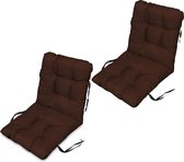 Stoelkussen zitkussen en rugkussens voor stoelen - set van 2 48x96 cm - voor binnen en buiten - bruin