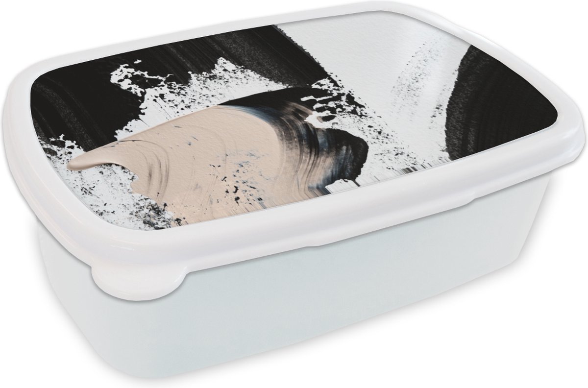 Broodtrommel Wit - Lunchbox - Brooddoos - Verf - Abstract - Design - 18x12x6 cm - Volwassenen