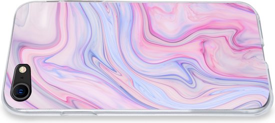 Convient pour coque iPhone SE 2022 - Imprimé marbre - Couleurs - Pastel - Coque de téléphone en Siliconen