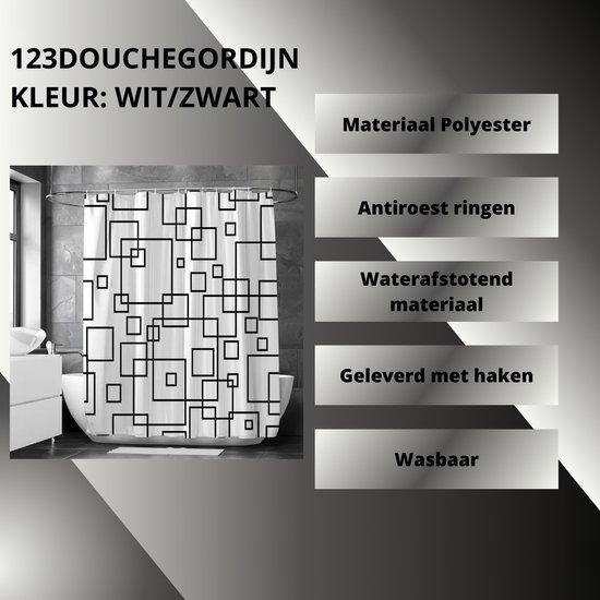 KS Handel 24 textiel douchegordijn Uni ZWART 240 x 230 cm