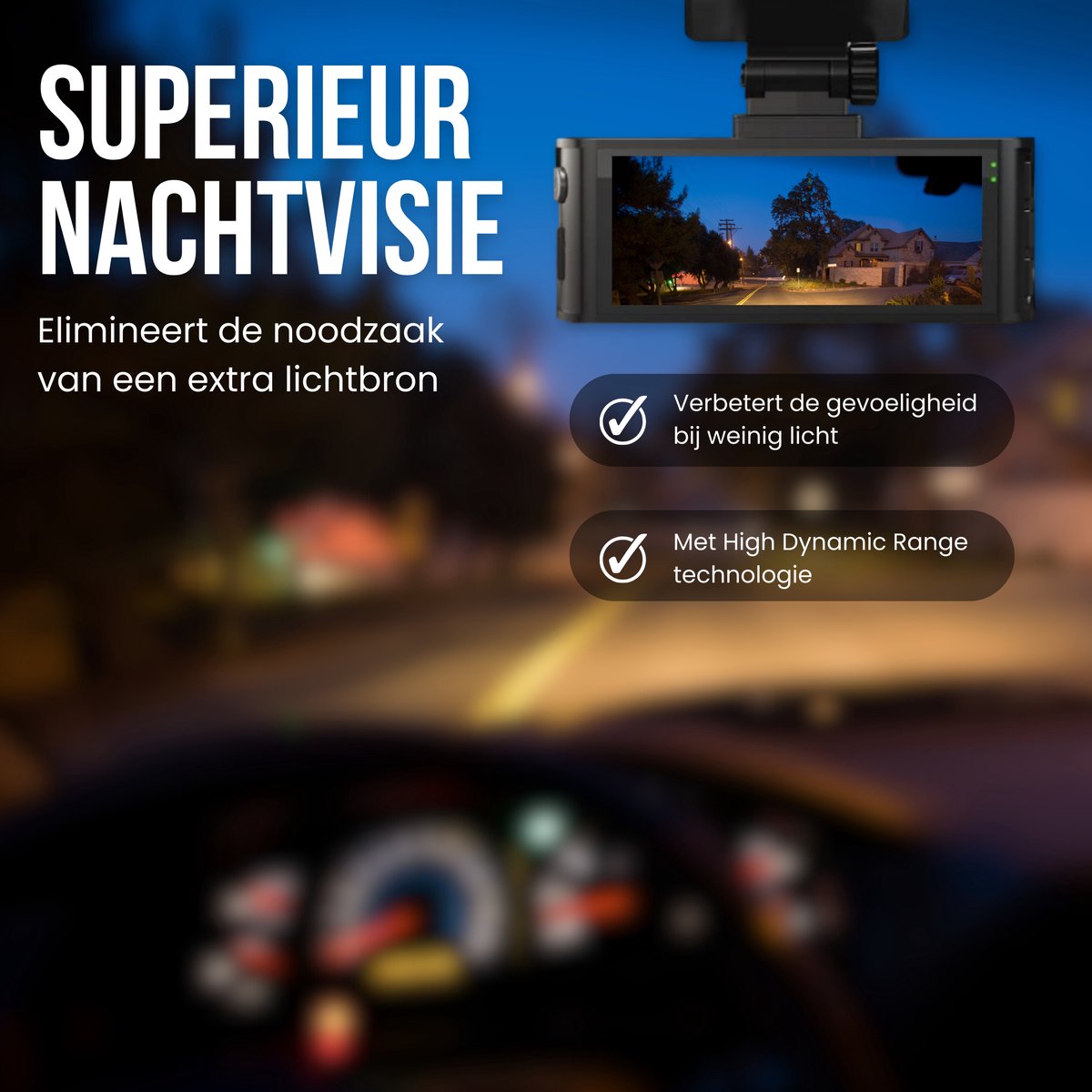 RedTiger F7NP Dual Dashcam voor auto - Ultra 4K & 1080P - Voor en Achter Camera - WiFi en GPS - 3,18 Inch met App - Sony Sensor - Dashcams - Parkeerbewaking - G Sensor - Loop opname - Full HD achter camera - Met 128GB SD Kaart thumbnail 6