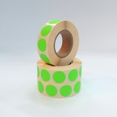 Blanco Stickers op rol 20mm rond - 3x 1000 etiketten per rol - fluor groen
