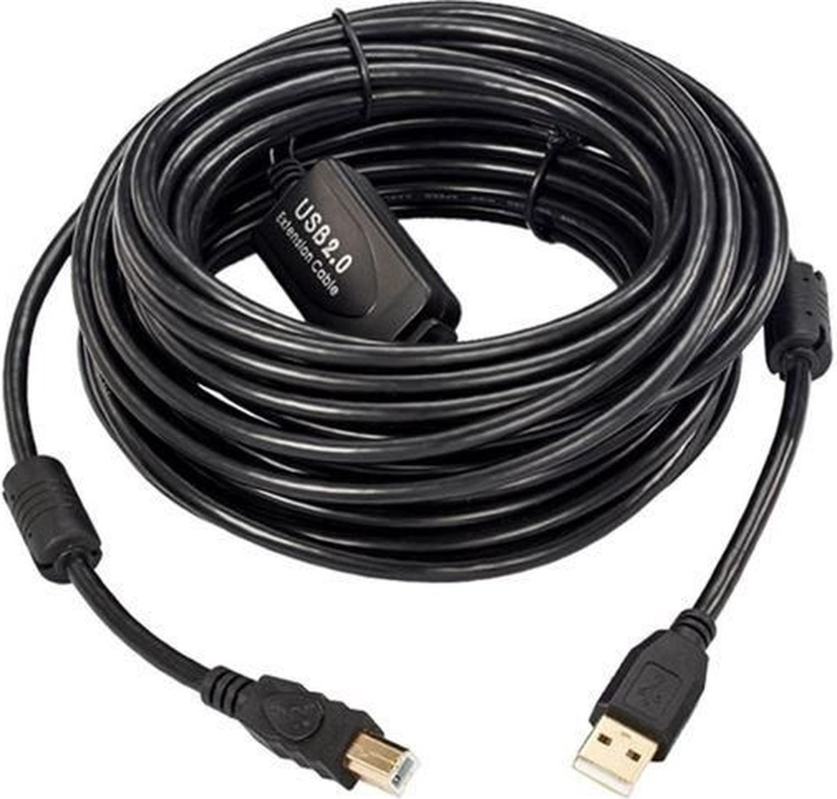Microconnect USBAB15B-ACTIVE USB-kabel USB 2.0 15 m USB A USB B Zwart