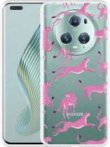 Cazy Hoesje geschikt voor Honor Magic5 Pro Roze Cheeta's