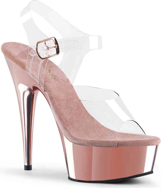 Pleaser - DELIGHT-608 Sandale avec bride à la cheville - US 5 - 35 Chaussures - Transparent/Rose