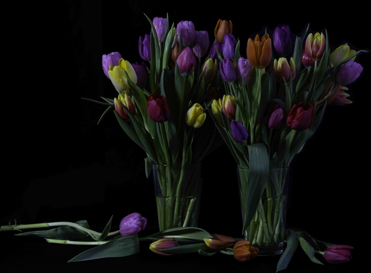 WyArt - Kunst aan de muur - bloemen - fleurige tulpen in vaas - 800x1200 - acrylaat - 4mm