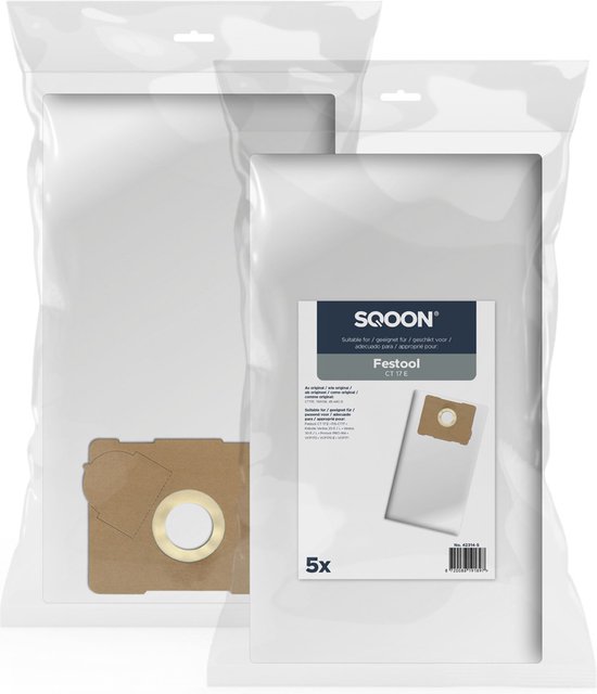 SQOON® - Sacs d'aspirateur adaptés pour Festool CT17 / CT17E, 5 sacs | bol