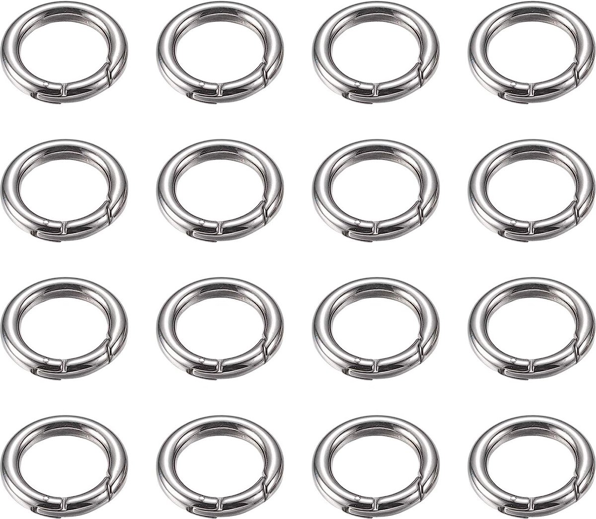 20 Stuks Ronde RVS Karabijnhaak Sleutelhangers