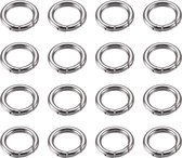 20 Stuks Ronde RVS Karabijnhaak Sleutelhangers - Musketonhaak met Sleutelringen voor Volwassenen - Mini Musketon en ringetjes - Auto Klein Carabiner Sleutel Hanger, Houder - Karabijn haak ringen - Keychain Karabijnsluiting - Zilver