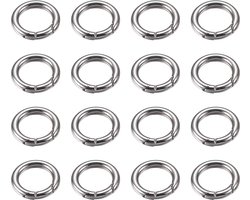 Omslag van 20 Stuks Ronde RVS Karabijnhaak Sleutelhangers - Musketonhaak met Sleutelringen voor Volwassenen - Mini Musketon en ringetjes - Auto Klein Carabiner Sleutel Hanger, Houder - Karabijn haak ringen - Keychain Karabijnsluiting - Zilver