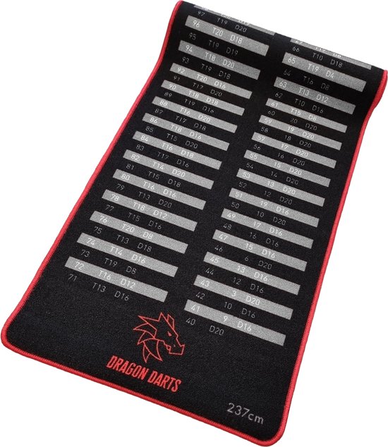 Dragon Darts - dartmat - Checkout Red - 237x60 cm - dart mat - dartmatten van Dragon Darts — afbeelding 2