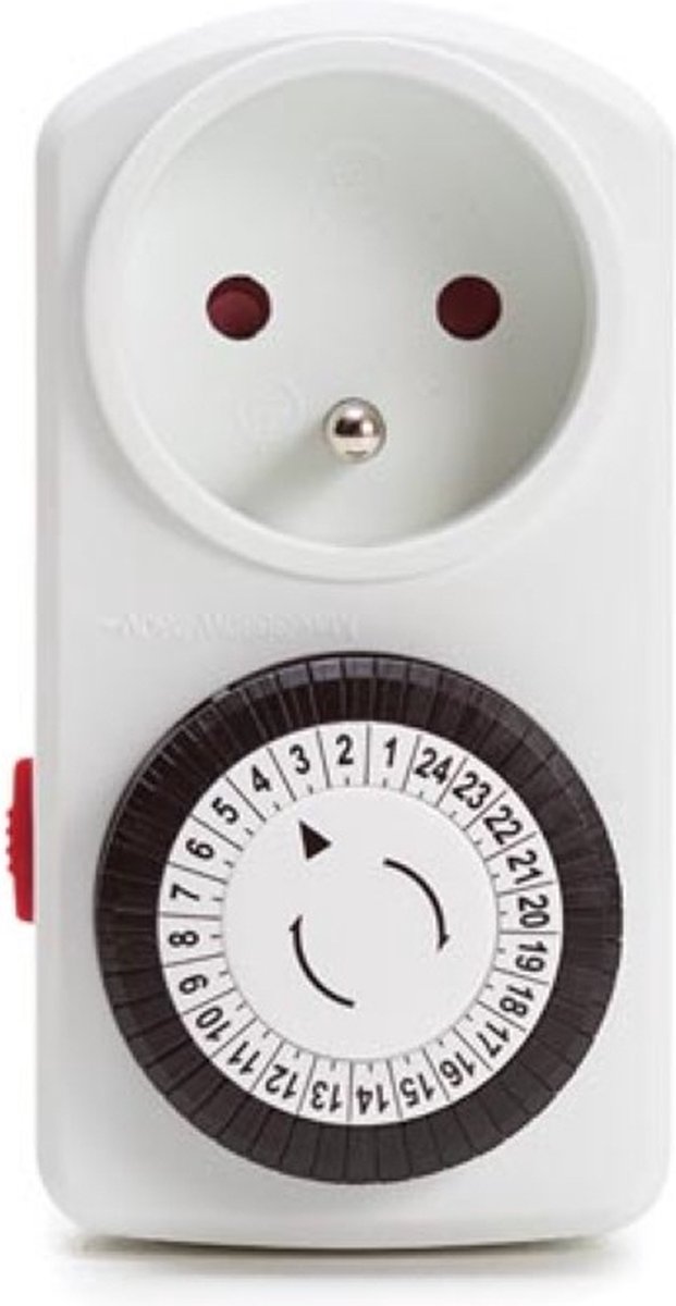 Perel Mini 24-uurs timer, mechanisch, 230 V, 16 A, 3680 W, Franse aarding type E, wit