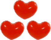Opblaasbaar hart - 3x - rood - pvc - B45 x H35 cm - Valentijnsdag versiering