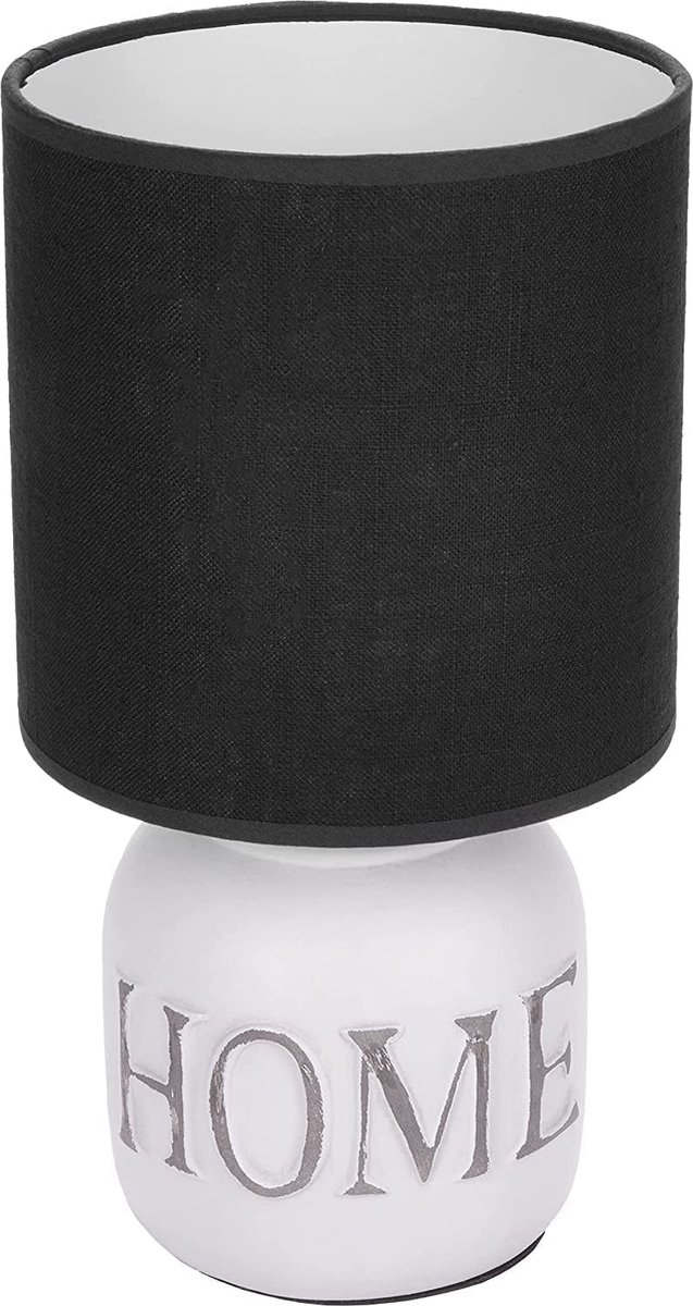 BRUBAKER Tafel- of bedlampje Home - tafellamp met keramische voet en stoffen kap - 32,5 cm hoogte, wit grijs