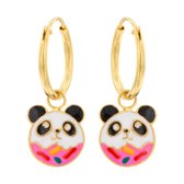 Boucles d'oreilles fille | Boucles d'oreilles enfants en argent | Boucles d'oreilles plaqué or avec pendentif, beignet panda