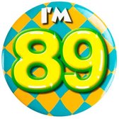 Button 89 Jaar - Button met speld (55mm) - Leeftijd badge - 89 Jaar versiering - Accessoires - Rozet I'm 89 - Verjaardag jongen / meisje / man / vrouw - Button 89 Jaar