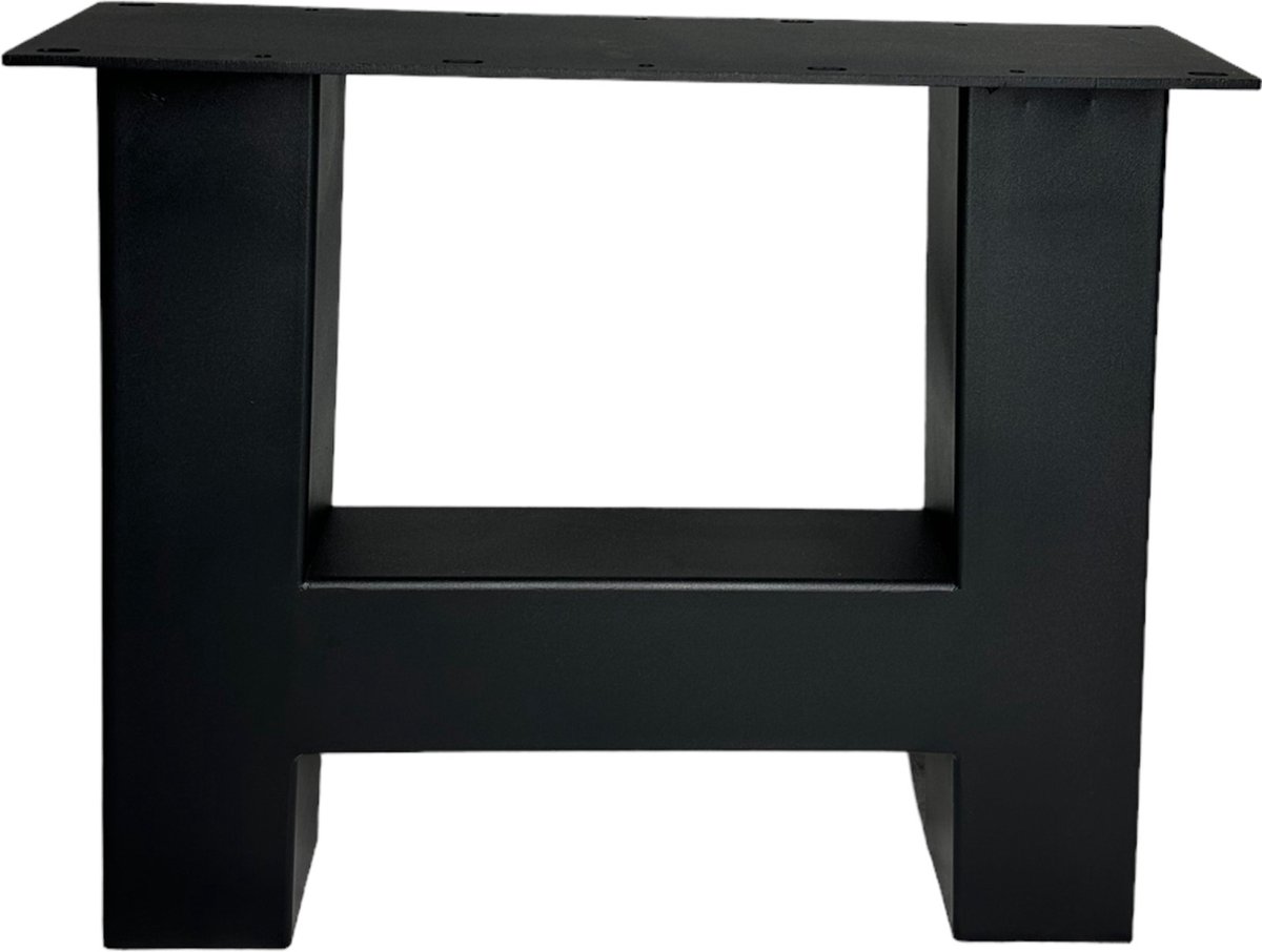 Maison dam 1x Industriële salontafelpoot A, koker 8x8cm, hoogte 39cm, mat zwart fijn structuur, hoogwaardige kwaliteit - Inclusief steldop - Topplaat; 4mm dik Salontafelpoot A 8x8cm