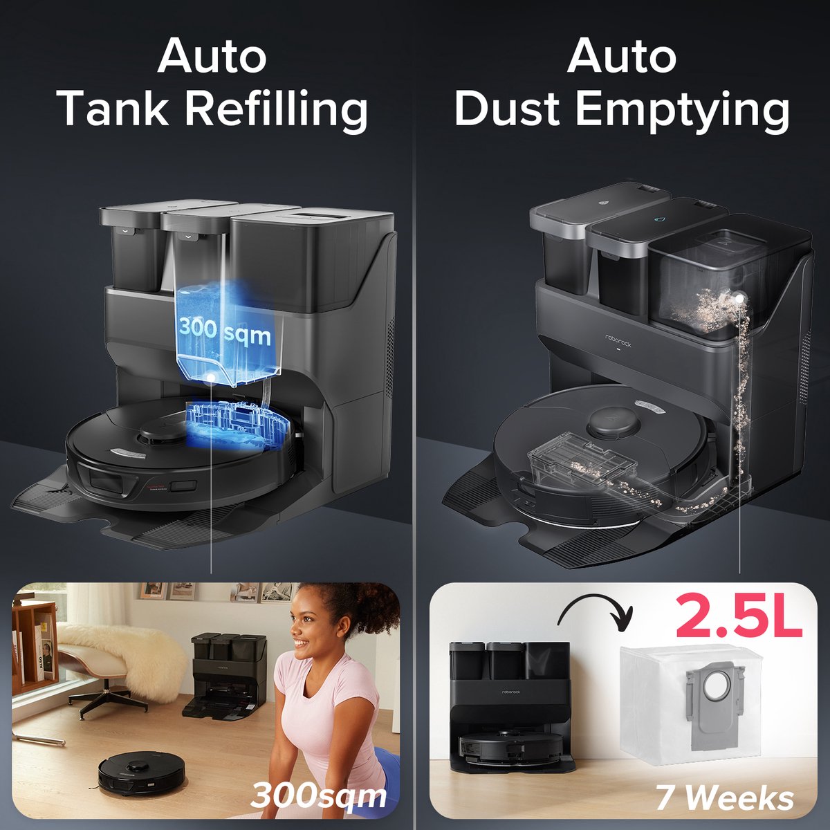 Afbeelding 3 van Roborock S7 Max Ultra - Robotstofzuiger Zwart - Met AED Station Dock - Zelfreinigend, 3D Quick Mapping