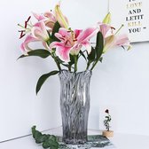Heldere glazen vaas, kristal, decoratieve bloemenvaas, bloemenplantenbak, terrarium, plantenpot voor huisdecoratie, cadeau bruiloft, housewarming, feesten, grijs