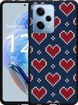 Cazy Hoesje Zwart geschikt voor Xiaomi Redmi Note 12 Pro 5G Gebreide Hartjes