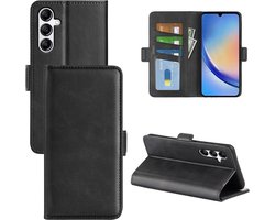 MobyDefend Hoesje - Geschikt voor Samsung Galaxy A34 - Luxe Wallet Book Case (Sluiting Zijkant) - Zwart