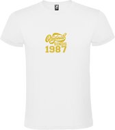 T-Shirt Wit avec Image «Original Since 1987 » Or Goud XXXXXL