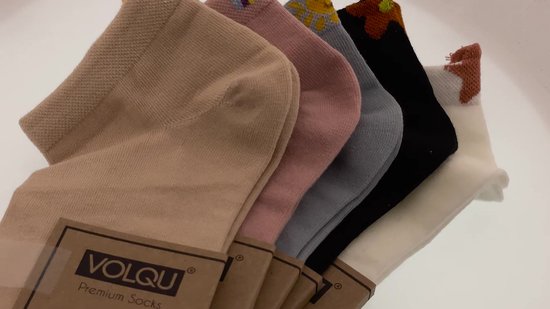 VOLQU® - PAT - 5 Paar - Premium Katoen Sokken - Sneakersokken Dames - Maat 35-38 - Mix Clour