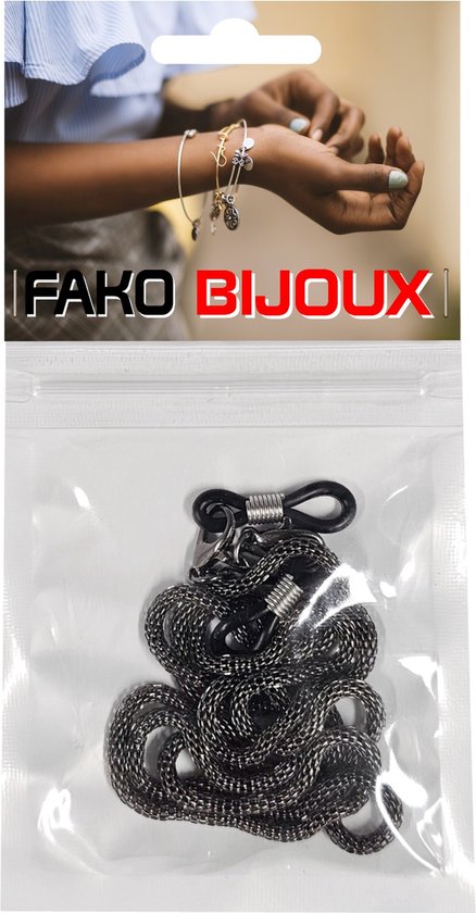 Fako Bijoux® - Cordon à lunettes - Acier Inoxydable - Acier Inoxydable - Métal - Maille - 3mm - 75cm - Gris Foncé