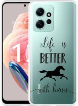 Cazy Hoesje geschikt voor Xiaomi Redmi Note 12 4G Life is Better with Horses