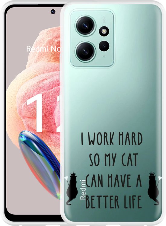 Cazy Hoesje geschikt voor Xiaomi Redmi Note 12 4G Royalty Cat Zwart