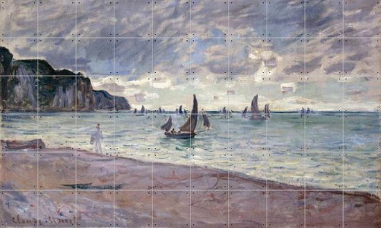 IXXI Fishing Boats and Cliffs - Pourville - Claude Monet - Wanddecoratie - 120 x 200 cm
