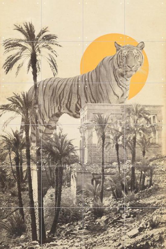 IXXI Giant Tiger in Ruins - Wanddecoratie - Vintage - 80 x 120 cm