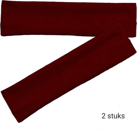 Haarband Hoofdband Basic - 6cm - 2 stuks - Donker Rood / Maroon - Casual Sport Yoga - Stof Elastisch