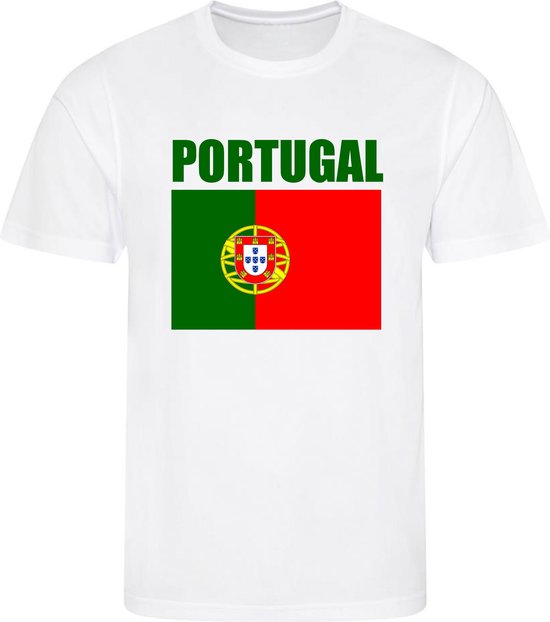 WK - Portugal - T-shirt Wit - Voetbalshirt - Maat: 134/140 (M) - 9 - 10 jaar - Landen shirts