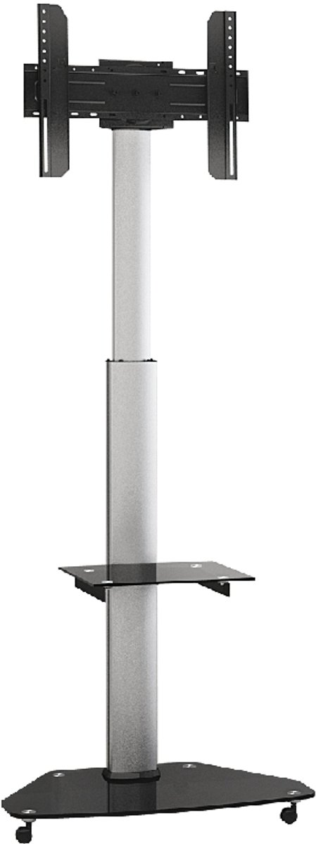 My Wall premium verrijdbare vloerstandaard met plank voor schermen tot 70 inch / zwart/zilver