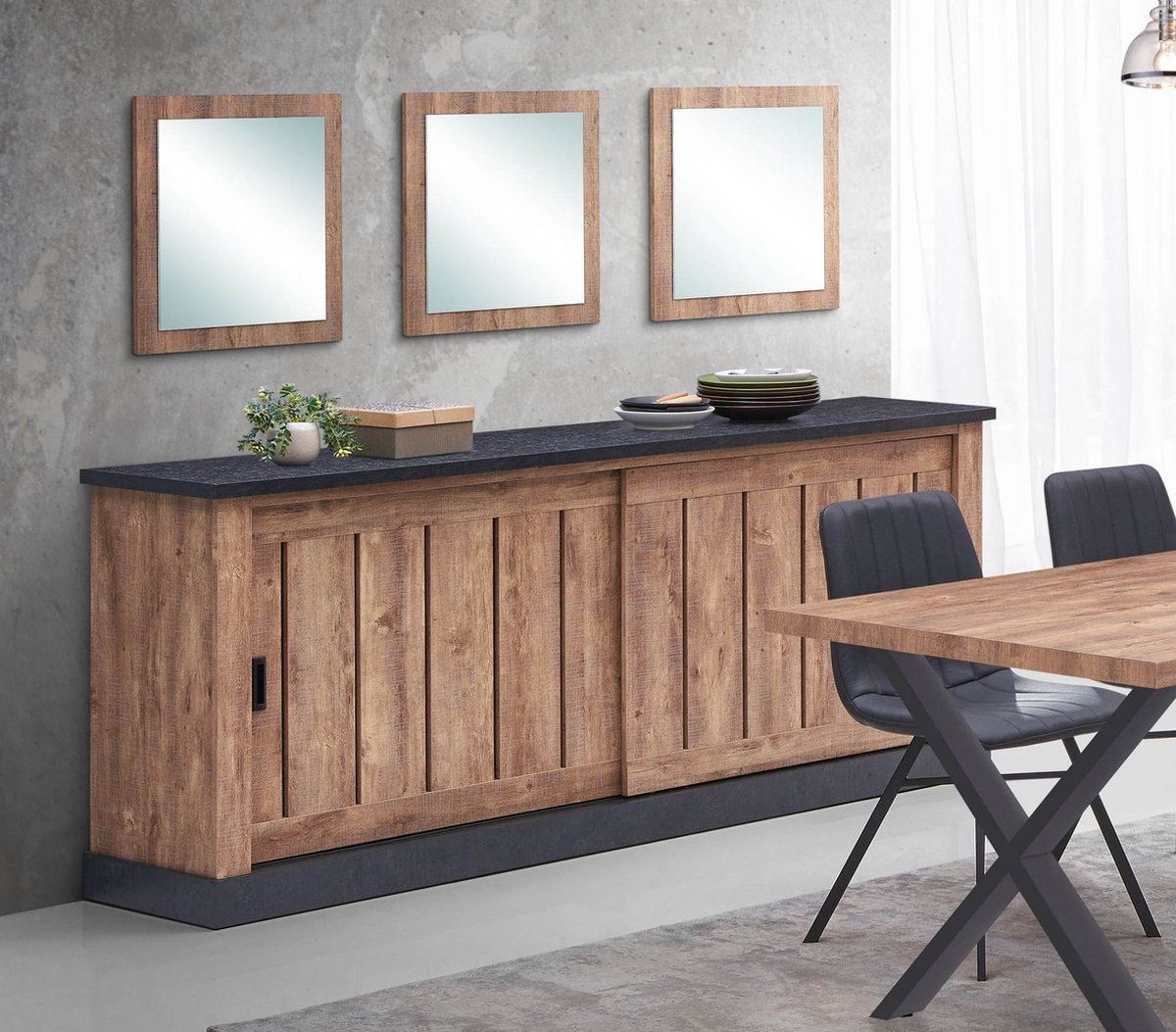 Belfurn - Etienne - buffet-dressoir in mango decor met zwarte profielen