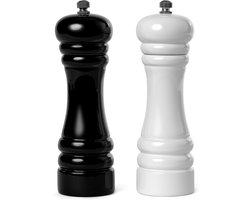 Peper en zout set - Peper- & zoutstellen - Roestvrij stalen maalwerk - Zwart en wit - RVS maalwerk