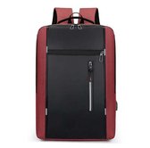 Laptop rugzak- Rode kleur - 43 cm lengte, 31 cm breedte- 12 cm diepte - 15 liter inhoud- 0,5 kg-met USB- anti theft en waterdicht
