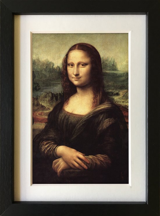 Mona Lisa van Leonardo Da Vinci - kunst in het klein - reproductie - kunst cadeau - ingelijst 15x20cm