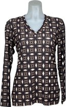 Angelle Milan – Travelkleding voor dames – Cappuchino Patroon blouse – Ademend – Kreukvrij – Duurzame Jurk - In 5 maten - Maat XXL