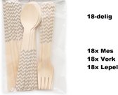 3x Bestekset wave hout 18-delig zilver (54 stuks) - Feest festival thema party food diner