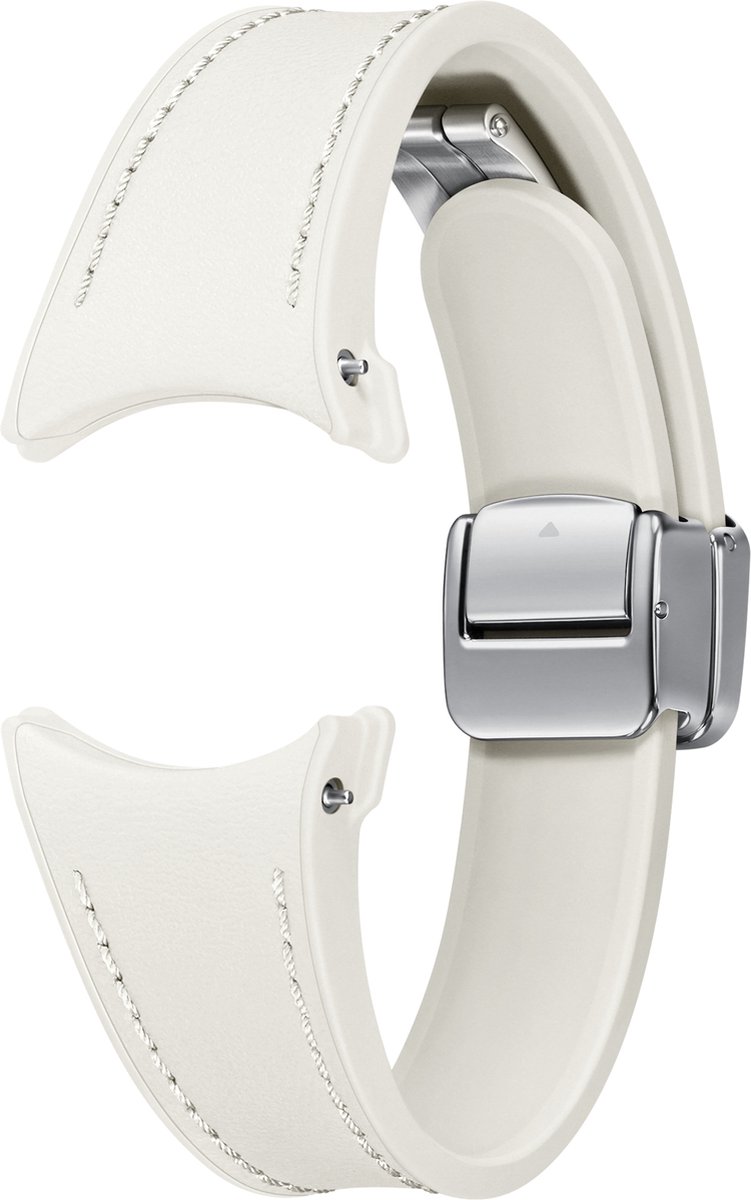 Samsung Watch D-Buckle Hybrid Leather Band - Geschikt voor Samsung Galaxy Watch6 (Classic) - S/M - Slim - Cream
