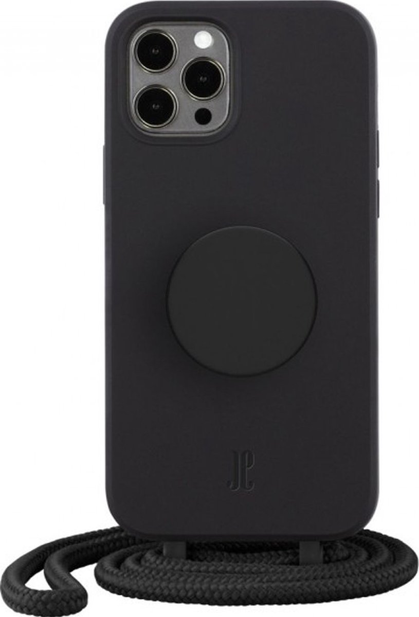 Just Elegance PopGrip Backcover Hoesje - Geschikt voor Apple iPhone 12 - Gsm case - Zwart