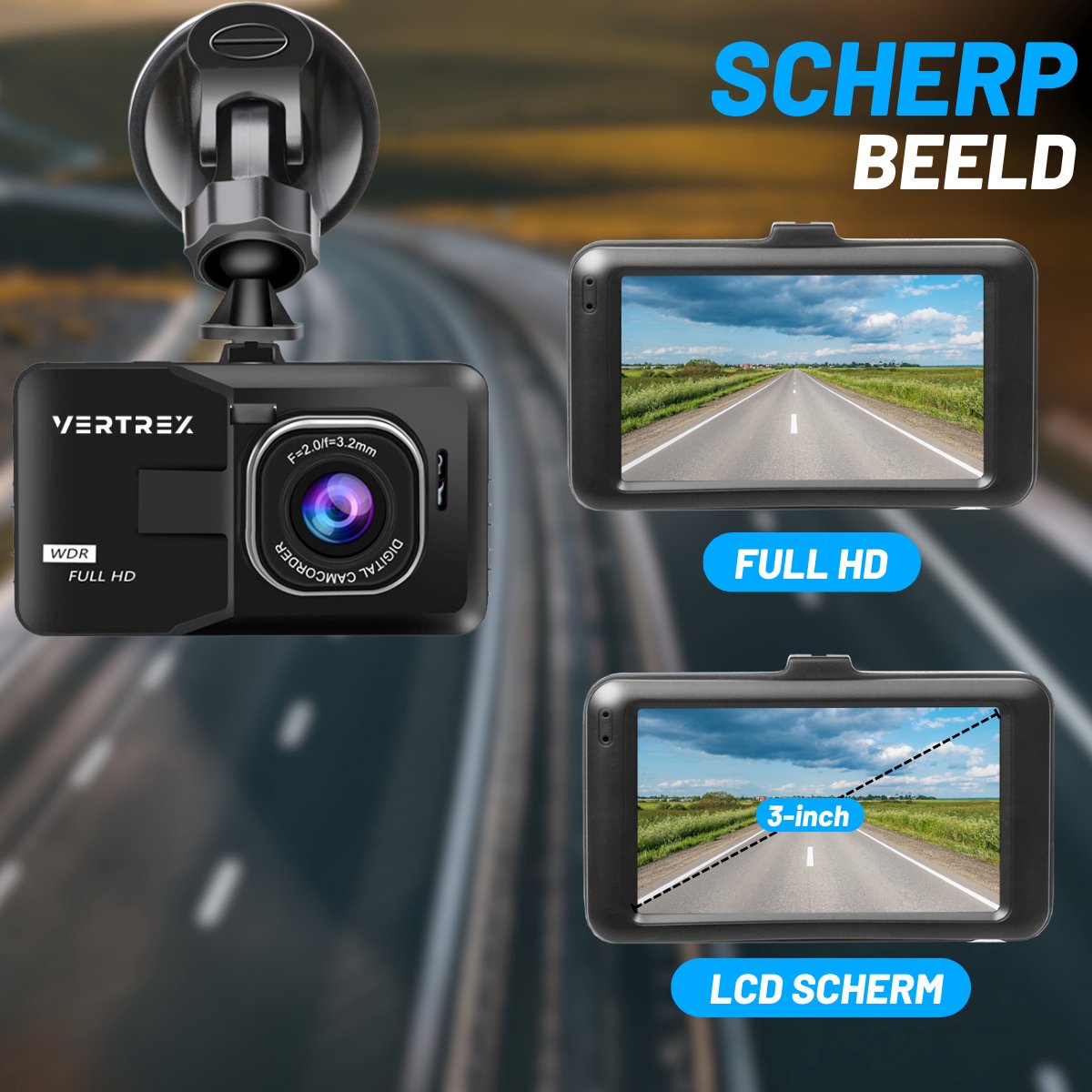 VERTREX Dashcam voor Auto 1080P Full HD - Voor en Achter - Dash cams - Nachtvisie - G-Sensor - 170° Wijdhoeklens - 3,0" LCD - Bewegingsdetectie - Loop Recording - Incl. 32GB MicroSD Kaart – foto 5