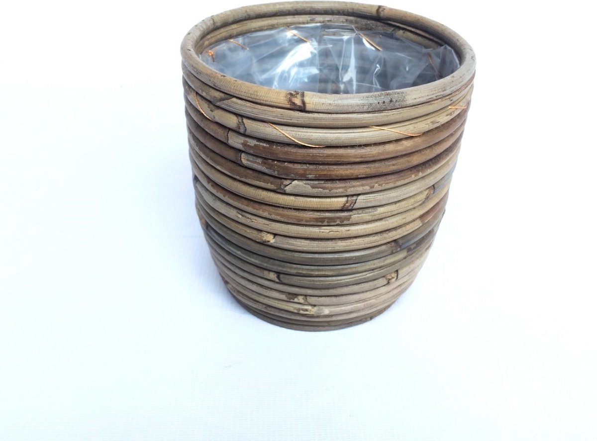 Rotan Ballon plantenmand 18x16cm